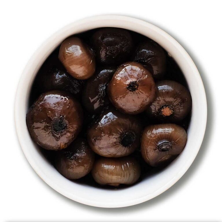 A bowl of Borettane onions in Balsamic vinegar of Modena.