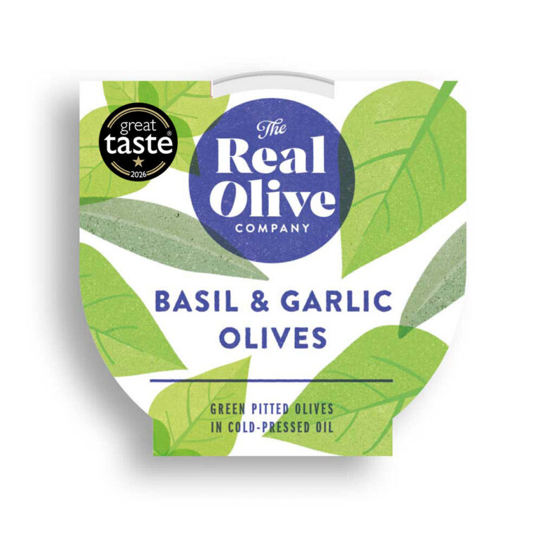Basil & garlic mammoth pitted olives